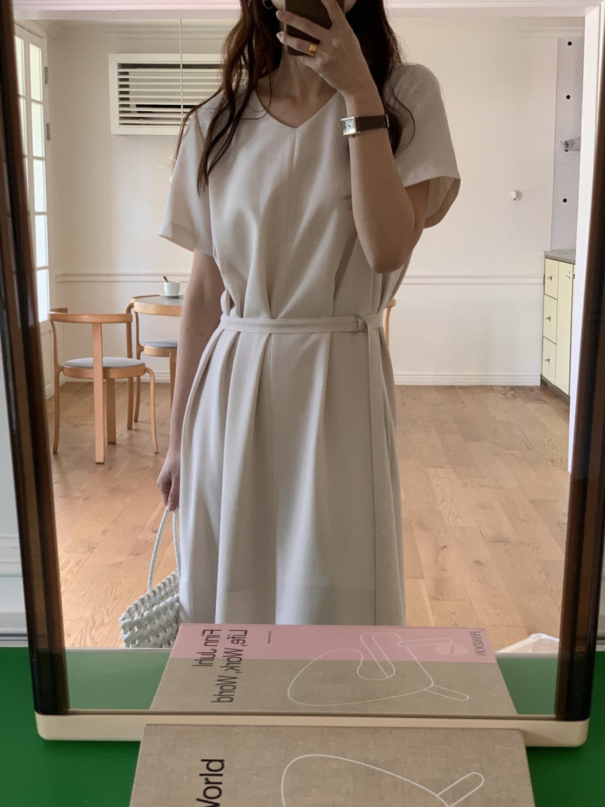 데미안 벨티드 롱 원피스