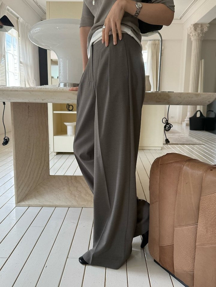 Hau Contrast-Waist Wide-Leg Trousers