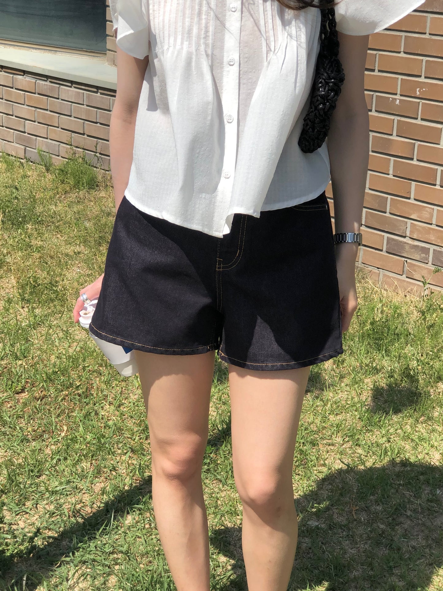 Pannel denim shorts