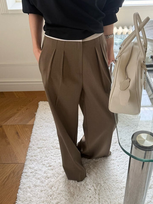 Hau Contrast-Waist Wide-Leg Trousers