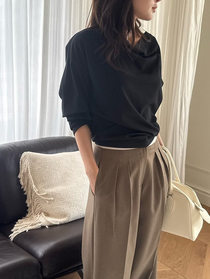 Hau Contrast-Waist Wide-Leg Trousers