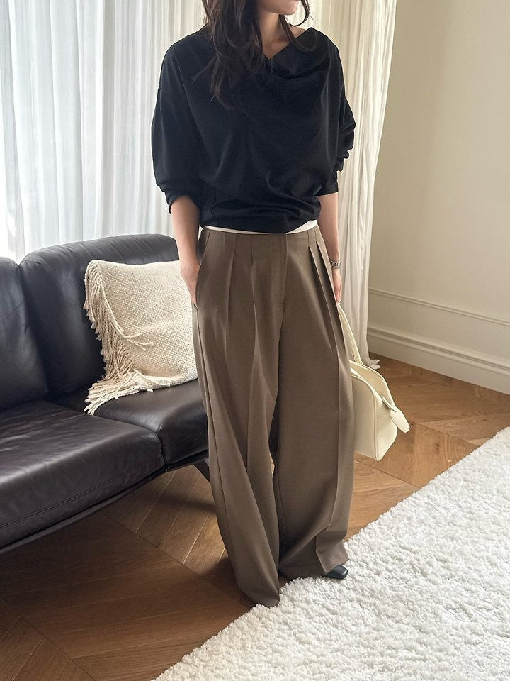 Hau Contrast-Waist Wide-Leg Trousers