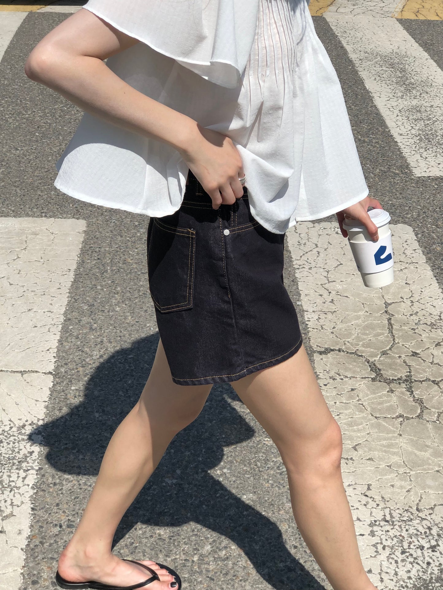 Pannel denim shorts